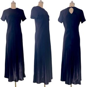 Tina Hagen Vintage Evening Elegant Satin Purple Maxi Dress Crew Neck L